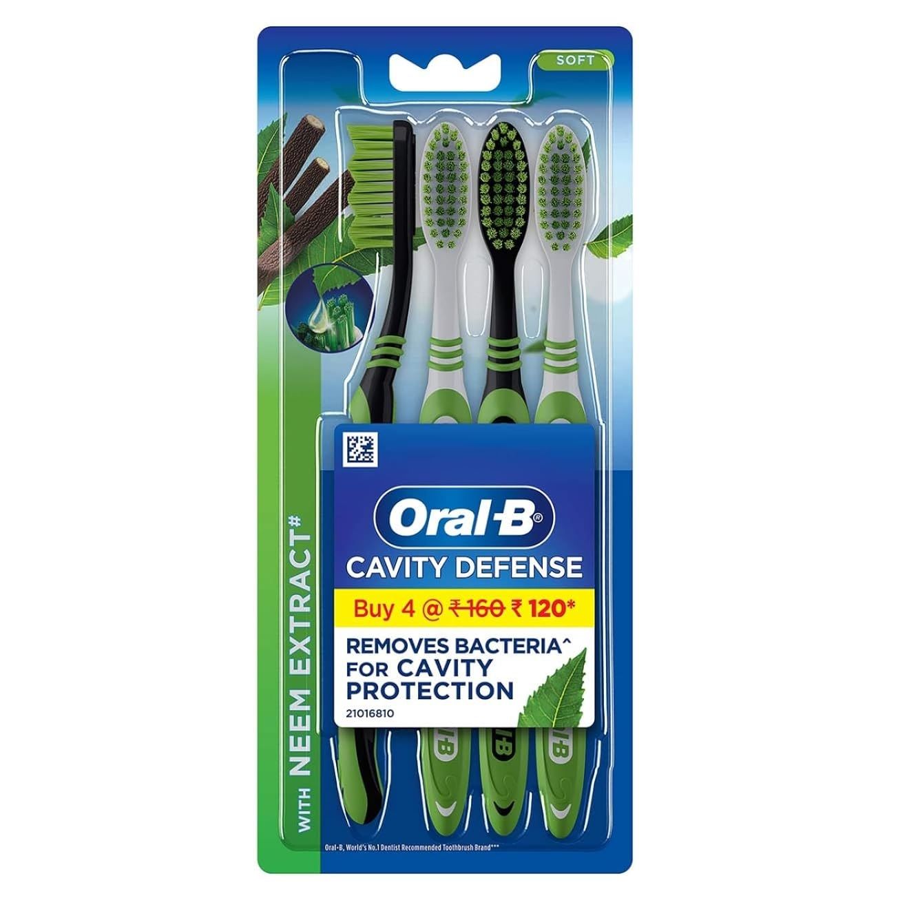 Oral-B Cavity Defense with Neem Extract Toothbrush - Soft, 4pc