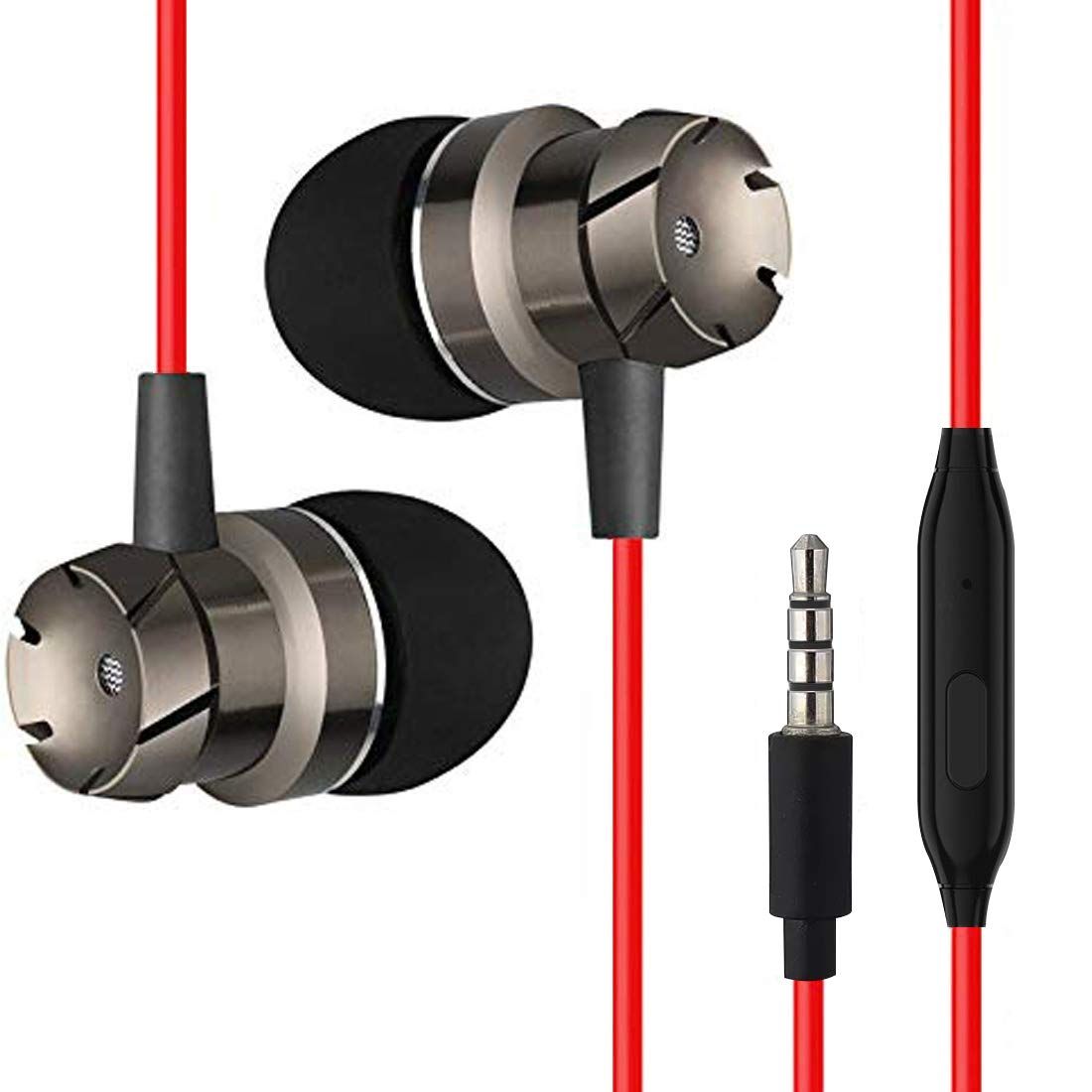 pTron HBE6 Wired In-Ear Earphone With Microphone - Red & Black