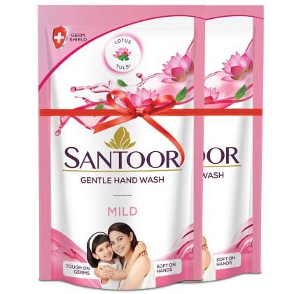 Santoor Hand Wash Refill - Mild, 180ml (Buy 1 Get 1 Free)