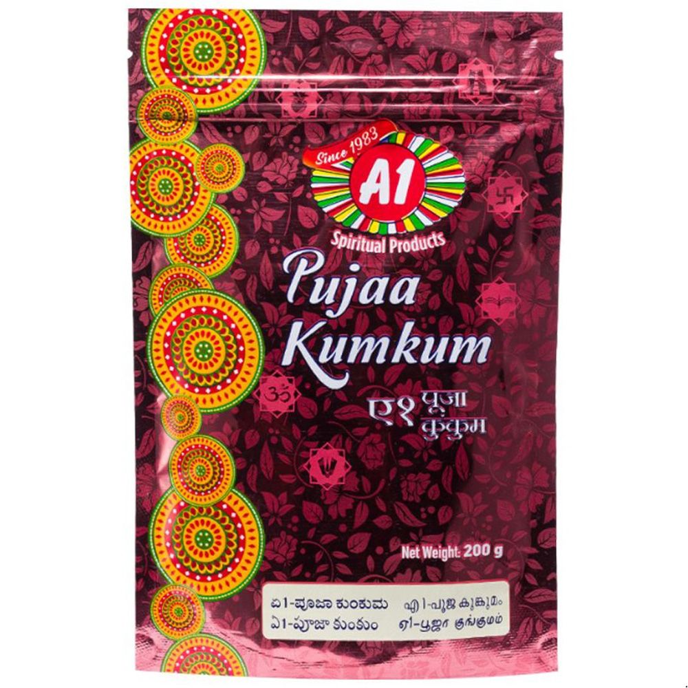A1 Pujaa Kumkum Powder Pouch - Red, 25g