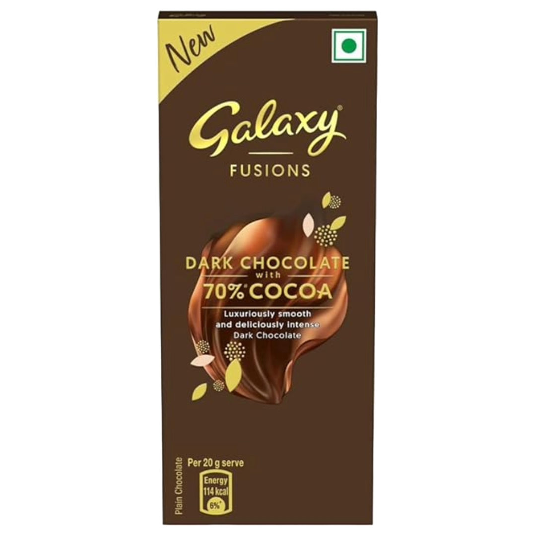 Galaxy Fusions Silky Smooth Dark Chocolate Bar, Made with 70% Cocoa, 28g