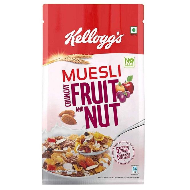 Kellogg's Muesli 12 in 1 Power Breakfast Pouch - Fruit, Nut & Seeds, 750g