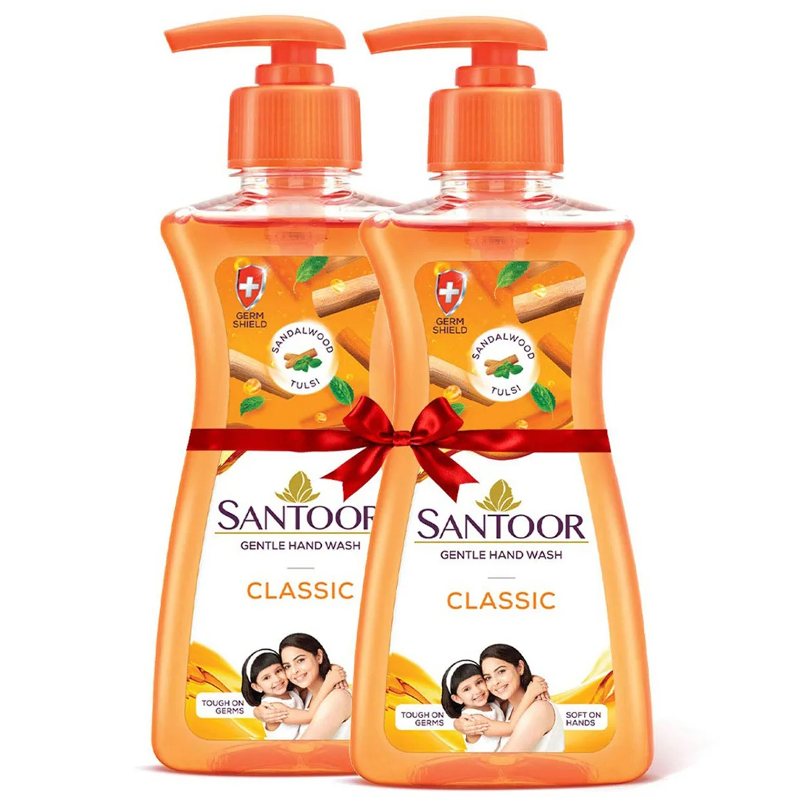 Santoor Gentle Hand Wash Bottle - Turmeric, 200ml (Buy 1 & Get 1 Free)