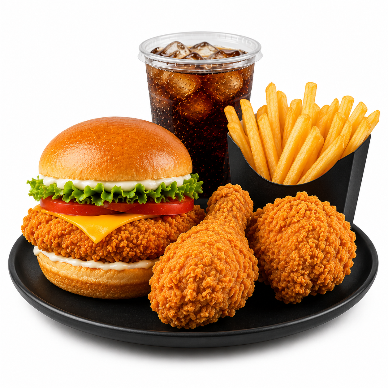 Lunch Combo (1 Burger 2 Pc Wings, 1 Fries or Ice cream, 1 Coke)