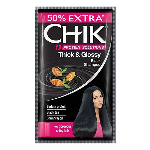 Chik (Re.1) 2X Stronger Shampoo Sachet - Strong & Black, 4ml (Extra 2ml Free)