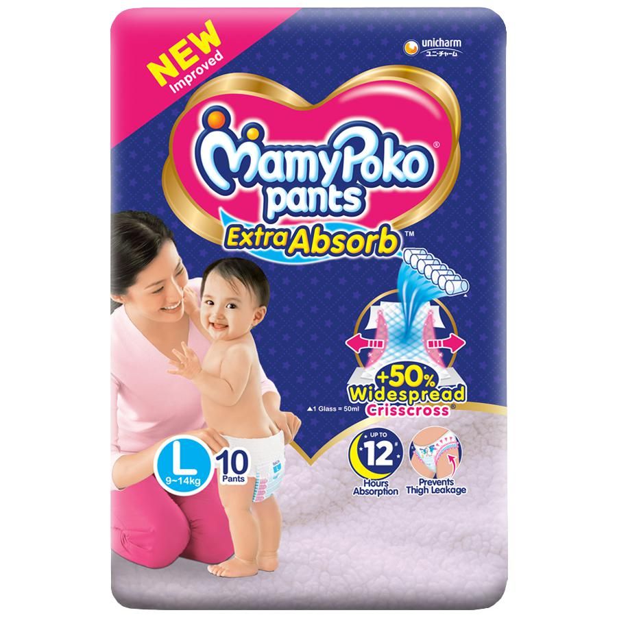 MamyPoko Extra Absorb Pant Style Diapers - L, 10pc